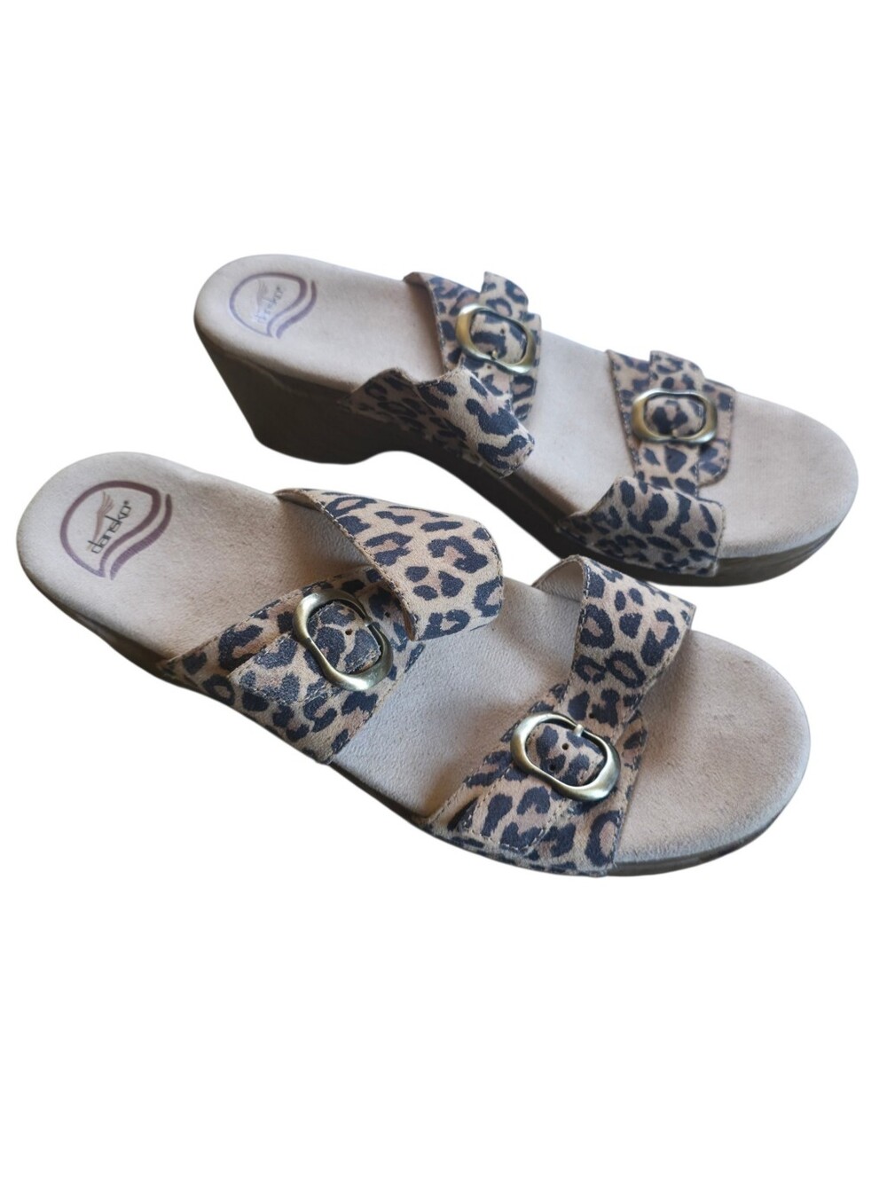 Dansko Leopard Print Double Buckle Wedge Sandals Size 42 - Picture 4 of 10
